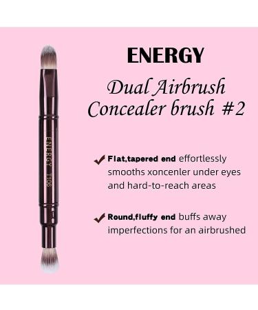 Energy 2-in-1 Concealer Brush | Dual Ended Crease & Highlighter Brush | Travel Makeup Brush for Liquid Cream & Powder | Perfect Gift for Women - T106 - Buy Online on GoSupps.com