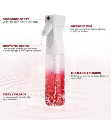 GradientRed1 300ml Continuous Mist Spray Bottle for Curly Hair Styling - Refillable & Fine Mist Sprayer - Ideal for Cleaning & Misting Plants - Buy Online on GoSupps.com