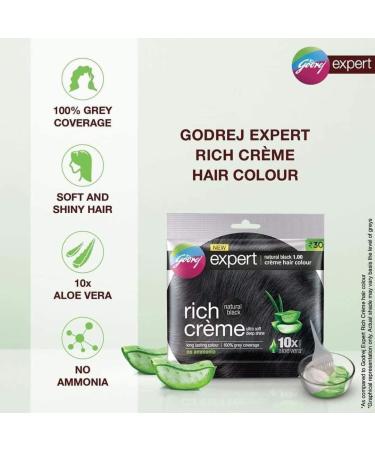 Godrej Expert Creme Hair Colour - Natural Black (20G + 20Ml) | International Shipping Available - Buy Online on GoSupps.com
