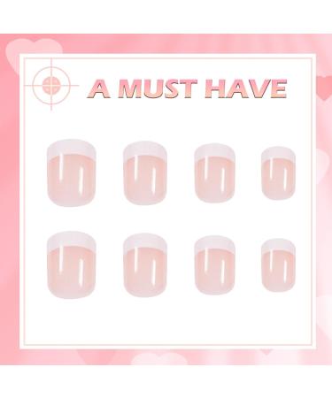French Style Short Stick on Nails - 24pcs Square Press On Nails with Glue | Elegant Ballet Fake Nails for Women - Buy Online on GoSupps.com
