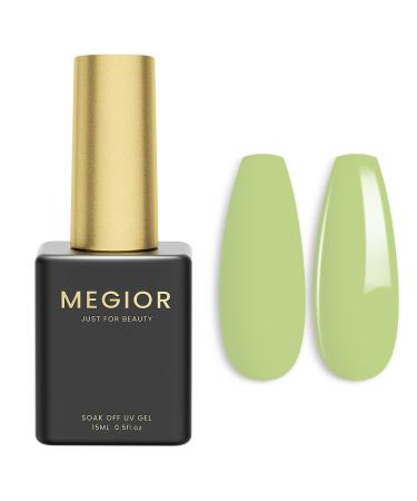 MEGIOR Green Gel Nail Polish 15ml Asparagus Green Gel Polish 1PCS Soak Off UV LED Nail Gel Polish for Nail Art Manicure Salon DIY Home for Women Girls Nails