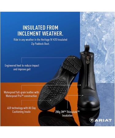 ARIAT Heritage IV Zip H2O Insulated Black Boots - Size 9.5 - Buy Online on GoSupps.com