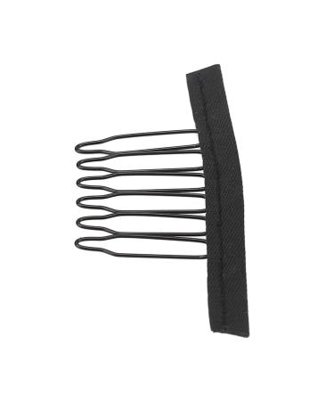 100 Stainless Steel Wigskamm Clips - 6 Teeth Hair Extensions Black Clip with Cloth for Hair Parts Cap - Buy Online on GoSupps.com