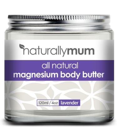 Naturally Mum Magnesium Body Butter Cream | Support for Restless Legs Sleep Heart Bone Nerve Gut Health and Muscle Pain Relief | Lavender | 120ml