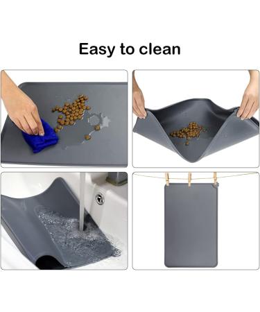 CS COSDDI Non-Slip Pet Feed Mat - Silicone Dog & Cat Food Pad (53x37cm) in Gray | Durable & Easy to Clean - Buy Online on GoSupps.com