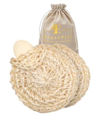 Natural Handwoven - Sisal Loofah Made from Agave Fibers - Turkish Style Shower Loofahs Sponge with Soap Pocket & Loop - Large Exfoliating Body Scrubber - Organic Luffa - Vegan Bath Accessories 2-Pack