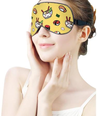 Japanese Ramen Pattern Sleep Mask - Adjustable Strap for Men & Women | Light Blocking Blindfold for Night Travel & Naps - Buy Online on GoSupps.com