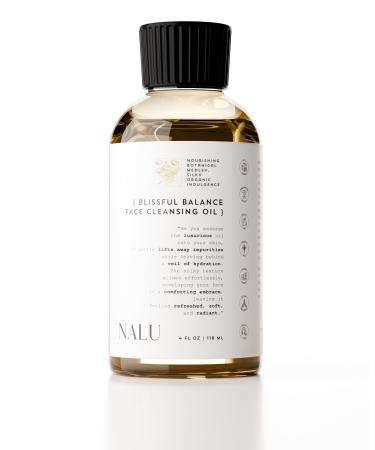 NALU Face Cleansing Oil. Virgin Green Tea Seed Oil Organic Golden Jojoba Organic Rose Otto. Nourishes Removes Impurities & Makeup. Uncloges Pores & Soothes Irritations. All Skin Types. 4 fl oz