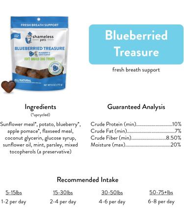 Shameless Pets Blueberried Treasure Dog Treats - Natural, Grain-Free, Upcycled Ingredients (6oz, Pack of 2) - Buy Online on GoSupps.com