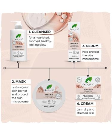 Dr Organic Skin Calm Probiotic Cream Cleanser For Redness Dry Sensitive & Irritable Skin Gentle Cleansing Dermatologically Tested Vegan Cruelty Free Paraben & SLS Free Certified Organic 150ml - Buy Online on GoSupps.com