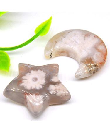 A Pair Gemstone Carved Moon and Star Shaped Couple Necklace Pendants Natural Stone Crystals Polished Figurine Craft Gift JZIGTDEM (Color : Blue Urine Size : 1pair 1.18in) - Buy Online on GoSupps.com