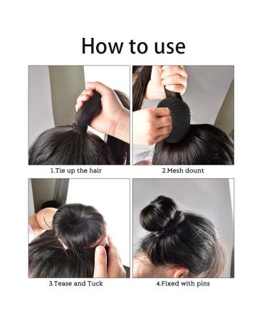 3-Piece Donut Hair Bun Maker Set with Elastic Bands & U-Shape Hairpins - Perfect for Girls & Women - Black - Buy Online on GoSupps.com