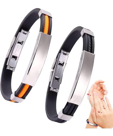 Titaniumdetox Lympunclog Wristband Titanium Detox Wristband Titanium Detox Lymph Unclog Wristband Titanium Lympunclog Magnetic Bracelet Lymphatic Dusting Exercise Band (#2PCS_SCHWARZ+ORANGE)