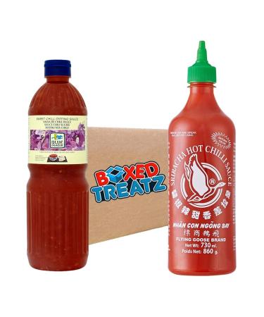 Hot Chilli Sauce Sweet Chilli Sauce Bundle Flying Hoose Sriracha Hot Chilli Sauce 730ml With Blue Dragon Sweet Chilli Sauce 1L Boxed Treatz