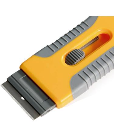 EHDIS Ceramic Scraper with 10 Stainless Steel Blades - Car Sticker, Glass Cooktop, Label, Glue, Paint Adhesive Remover Tool - Yellow - Buy Online on GoSupps.com