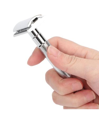 Sonew Men's Shaver Vintage Style Manual Razor Double Edge for Beard Residue (Silver)