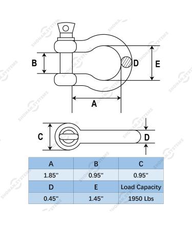 SHONAN 1/2 Large Bow Shackle - Heavy Duty D Ring Shackles - 1950 Lbs Capacity - Marine Grade Stainless Steel - 1 Pack - Buy Online on GoSupps.com