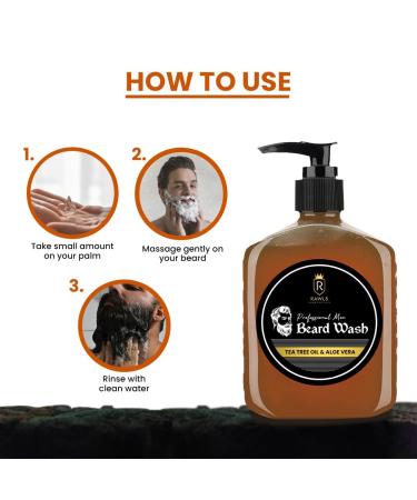 R aWLS Men Beard Wash - Tea Tree Oil & Aloe Vera - 250 ml | Best Beard Care for Men | International Shipping - Buy Online on GoSupps.com