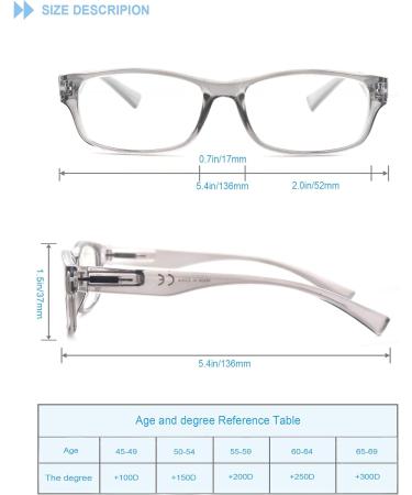 Heeyyok Men's Reading Glasses - 4 Pairs Rectangular +2.50 - Blue Gray Tortoise Black - Comfortable Spring Hinges - Buy Online on GoSupps.com