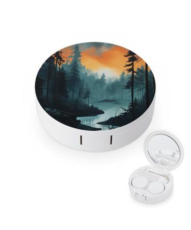 Forests Contact Lens Travel Kit Portable Cute Contact Box with Mirror for Daily Outdoor style