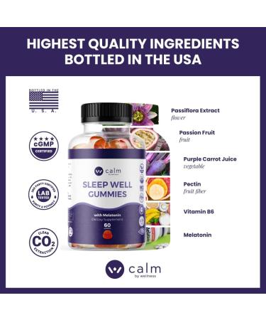 Calm by Wellness Sleep Well Gummies Extra Strength Gummy with Melatonin Natural Sleep Support Supplement 30 Count - Buy Online on GoSupps.com
