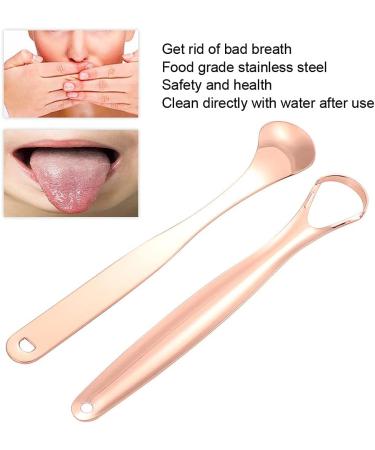 Ververt Touch Tongue Scraper Set - Stainless Steel Tongue Cleaner 2 Pieces Rose Gold Bacteria & Bad Breath Removal - Buy Online on GoSupps.com