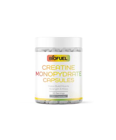 Biofuel Creatine Monohydrate Capsules Supports Muscle Strength Mass and Retention 100 Count 2 Capsules Per Serving