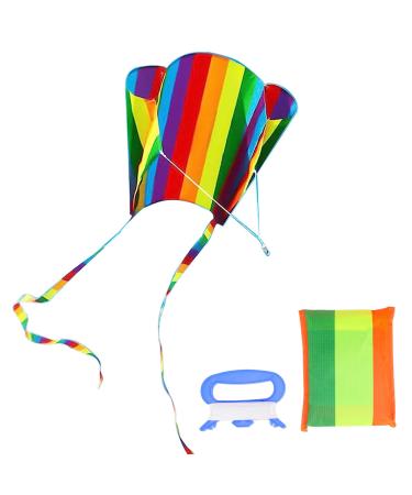 VIKY dragons children colorful flight kite children Pocket Kite Medium Einner Drachen Flight toy Outdoor with 30m dragon cord and striped tails steering kites for beginners children and adults 82cm x 52cm rainbow