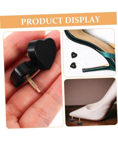 5 Pairs Heart-Shaped High Heel Pads - Replacement Heel Tips & Caps for Shoe Repair - PVC Black Accessories - Buy Online on GoSupps.com