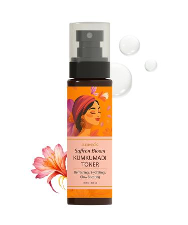 Auravedic Kumkumadi Facial Toner & Face Mist | Alcohol-Free Hydrating Toner Spray with Saffron Sandalwood & Manjistha | Helps Minimize Pores & Balance Skin | 3.38 Fl Oz (100ml)