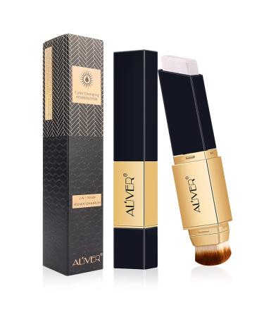 2 in 1 Colour Changing Concealer Stick with Cosmetic Brushes  Long Lasting Makeup Full Concealer Stick. (ivory white)