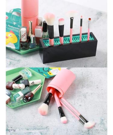 Silicone Makeup Brushes Holder Organizer by Jamend Clxp - Pink-White | Vanity Air Drying Rack for Brushes, Eyeliners & More - Cosmetic Tools Storage Container - Buy Online on GoSupps.com
