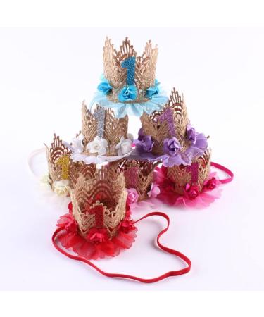 Amosfun Baby Birthday Crown Flower Princess Tiara Headband 1st Birthday Hat Party Hairbands Hair Accessories for Birthday Baby Shower Party Supplies (Red) - Buy Online on GoSupps.com