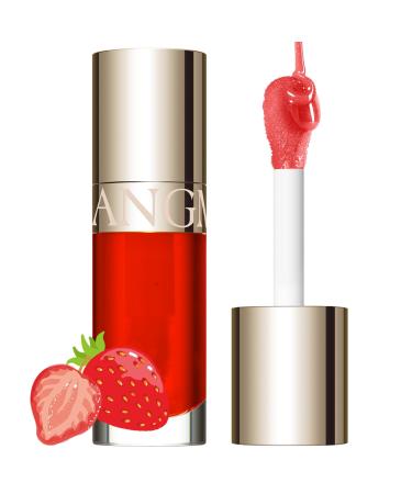 LANGMANNI Hydrating Lip Glow Oil Moisturizing Nourishing Lip Oil Transparent Gloss And Non-sticky Lip Oil For Dry Lips Lip Care (#08 Strawberry)
