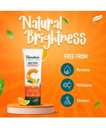 Himalayan Wellness Himalaya Brightening Vitamin C Orange Face Wash Brightening Facial Cleanser Remove Dull Skin100ml - Buy Online on GoSupps.com