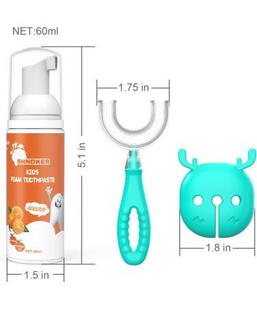 Kids U-shaped Toddler Toothbrush & Foam Toothpaste Set | Orange Flavor | Ages 2-5 | Manual Training Brush | 360Oral Teeth Cleaning | Blue - Buy Online on GoSupps.com