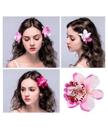 12 x Bohemia Orchid Flower Clips - Hawaiian Wedding & Beach Party Hairpins for Women & Girls - Buy Online on GoSupps.com