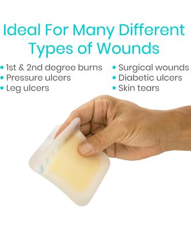 Vive Hydrocolloid Bandages (10 Count) - Waterproof Adhesive Large Blister Dressings for Acne, Bed Sores, Burns - Medical Gauze Pads for Cysts and Ulcer Treatment (4 x 4) - Buy Online on GoSupps.com