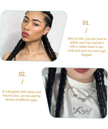 minkissy Ponytail Three Strand Braid Ponytail Extension Braided Hair Piece Elastic Hair Bands Braid Hair Band Braid Extensions Ponytails Long Braided Wig Hair Extensions for Braids Girl 45X6CM Black - Buy Online on GoSupps.com