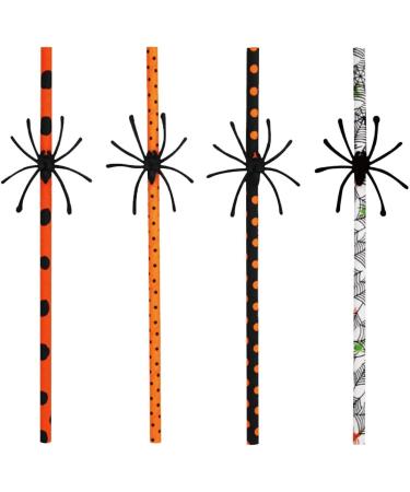 Halloween Straws - Decorative Drinking Paper Straws with Spider Design Halloween Decorative Drinking Straws Halloween Supplies for Kids Pochy 10 Spiders - Buy Online on GoSupps.com
