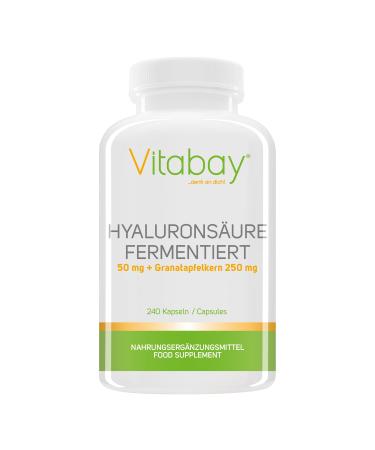 Vitabay fermented hyaluronic acid 50 mg - with pomegranate seed 250 mg 240 capsules Made in Germany 240 pieces (1 pack)
