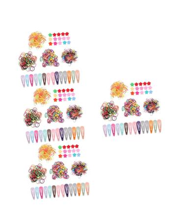 minkissy 4 Sets Children's Headgear Tiny Hair Clips Kids Hair Accessory Kit Mini Hair Clamps Fashion Hair Clips Ponytail Holders Lovely Hair Rope Elasticity Rubber Band Bow Tie Girl Child