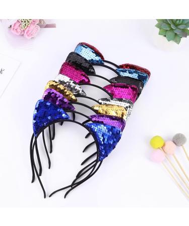 FRCOLOR 8 Pieces Sequin Cat Ears Headbands Reversible Shiny Sequin Hair Hoops Bling Hairband Hair Accessories for Women Girls - Buy Online on GoSupps.com