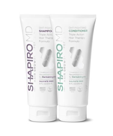 Hair Loss Shampoo and Conditioner | DHT Fighting Vegan Formula for Thinning Hair Developed by Dermatologists | Experience Healthier, Fuller & Thicker Looking Hair  Shapiro MD | 1-Month Supply 1 Month