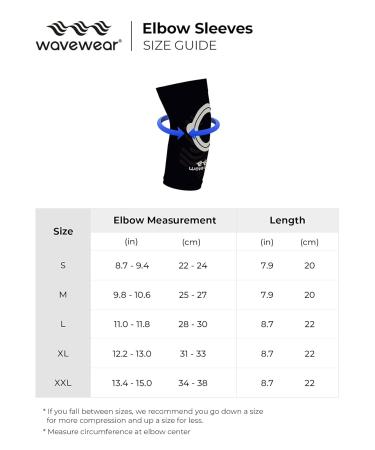 Wavewear Elbow Compression Sleeve with Kinesiology Tape - Pain Relief & Stability for Sports | Medium Black/Silver for Men & Women - Buy Online on GoSupps.com