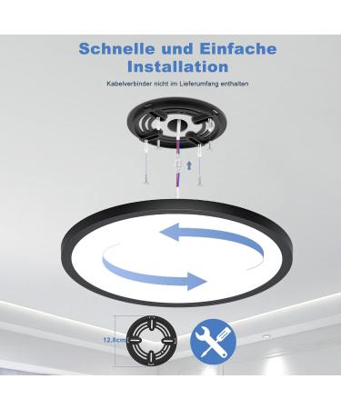 Modern Black LED Ceiling Lamp - 18W Cold White Light for Bathroom Kitchen & Living Room (2-Pack) - Buy Online on GoSupps.com