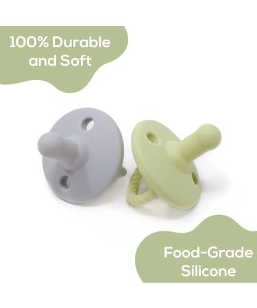 Silicone Pacifier 4 Pack Silicone Soother Set Silicone Newborn Pacifiers With Handle & Safety Airholes Baby Pacifier Binky Set o1baby (Green Grey) - Buy Online on GoSupps.com