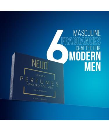 NEU.D Luxury Perfume Gift Set 6 x 10 ml for Men | Eau De Parfums | Amber Vanilla Citrus Aquatic Cedar Sandalwood Scent | Long Lasting Fragrance EDP Set - Buy Online on GoSupps.com
