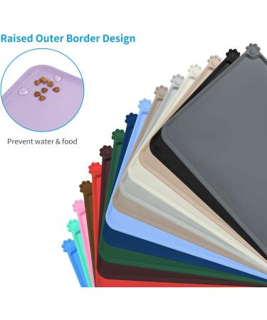 Buy Audwud Silicone Waterproof Pet Feeding Mat - Anti-Slip Dog & Cat Bowl Mat 53x38 cm - Hibiscus Design - Buy Online on GoSupps.com