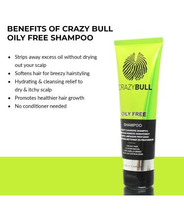  CrazyBull Crazy Bull Oil Free Shampoo for Oily Hair - Anti-Dandruff Clarifying Shampoo for Oil Control Itchy Scalp Dry & Damaged Hair - Vegan Cleansing Formula for Men - Travel Size No Conditioner Needed - Buy Online on GoSupps.com